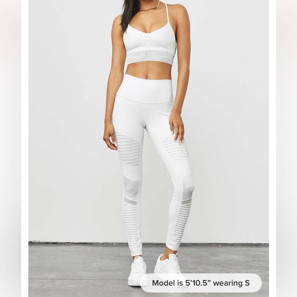 Alo Yoga high-waist moto leggings, white